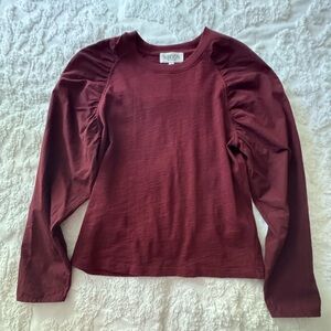 Nation Ltd Red Top Long Sleeves Burgundy Cotton Size S  Ladies